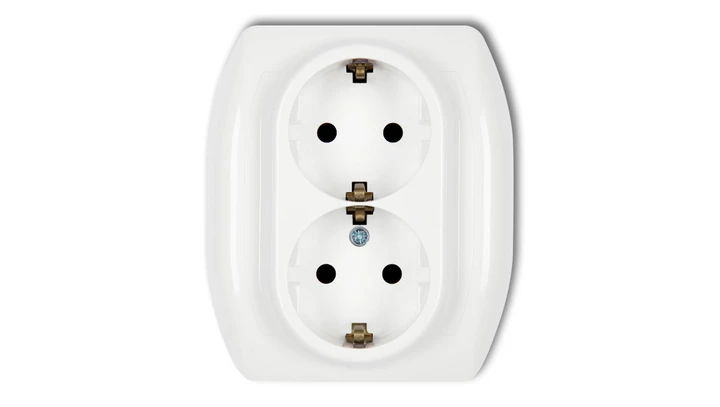 TREND Gniazdo podwójne b/u okleina: srebrny lux GP-2Sp