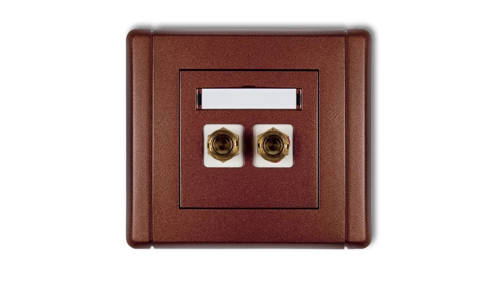 FLEXI Gniazdo głośnikowe pojedyncze (typu banan - czerwony i czarny, pozłacane, 4 mm2, skręcane) brązowy metalik 9FGG-4