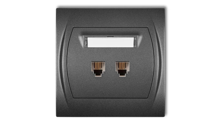 LOGO Gniazdo telefoniczne podwójne 2xRJ11, 4-stykowy grafitowy 11LGT-2