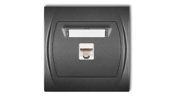 LOGO Gniazdo komputerowe pojedyncze 1xRJ45, kat. 5e, 8-stykowy grafitowy 11LGK-1