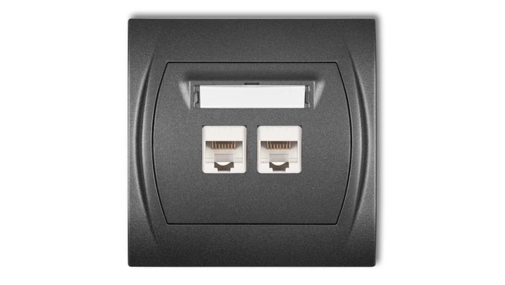 LOGO Gniazdo komputerowe podwójne 1xRJ45, kat. 5e, 8-stykowy grafitowy 11LGK-2