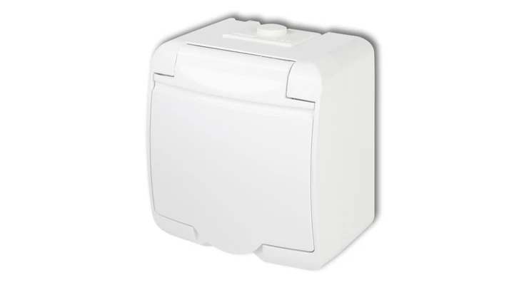 JUNIOR Gniazdo pojedyncze z/u SCHUKO (klapka biała) biały GHE-1sp