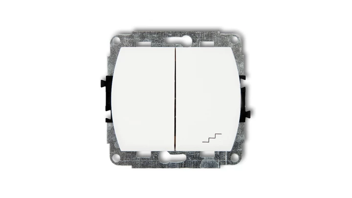 TREND Łącznik jednobiegunowy ze schodowym podświetlany biały WP-10L