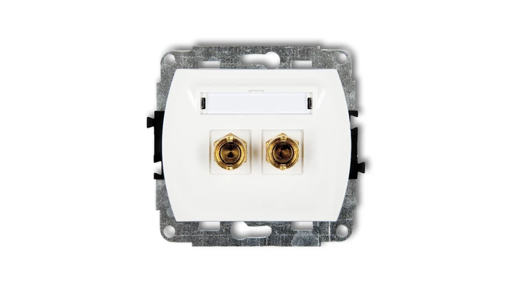 TREND Gniazdo głośnikowe pojedyncze (typu banan - czerwony i czarny, pozłacany, 4 mm2, skręcany) biały GG-4