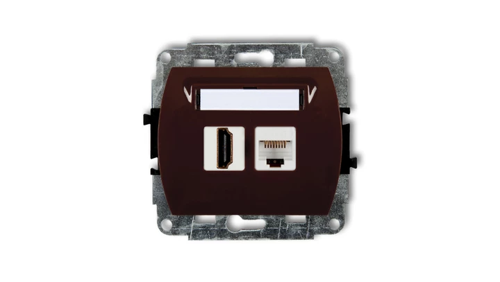 TREND Gniazdo pojedyncze HDMI + Gniazdo komputerowe pojedyncze 1xRJ45, kat. 5e, 8-stykowy brązowy 4GHK