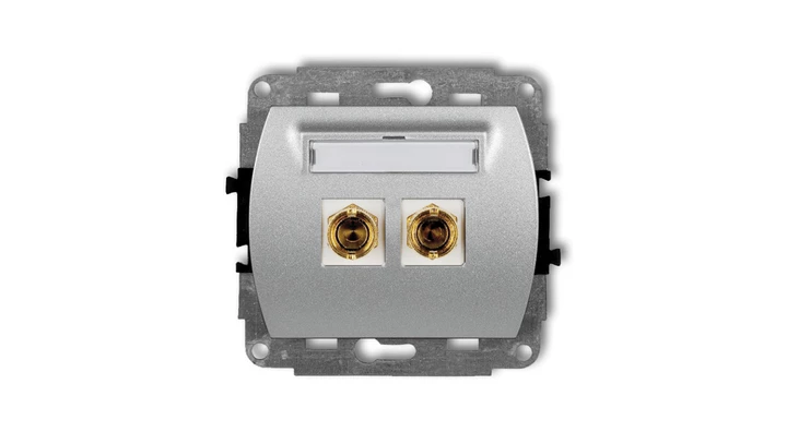 TREND Gniazdo głośnikowe pojedyncze (typu banan - czerwony i czarny, pozłacany, 4 mm2, skręcany) srebrny metalik 7GG-4