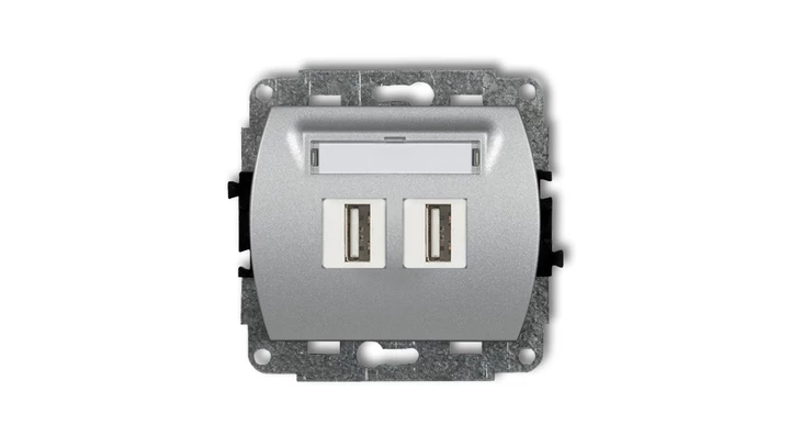 TREND Gniazdo podwójne 2xUSB-AA srebrny metalik 7GUSB-2