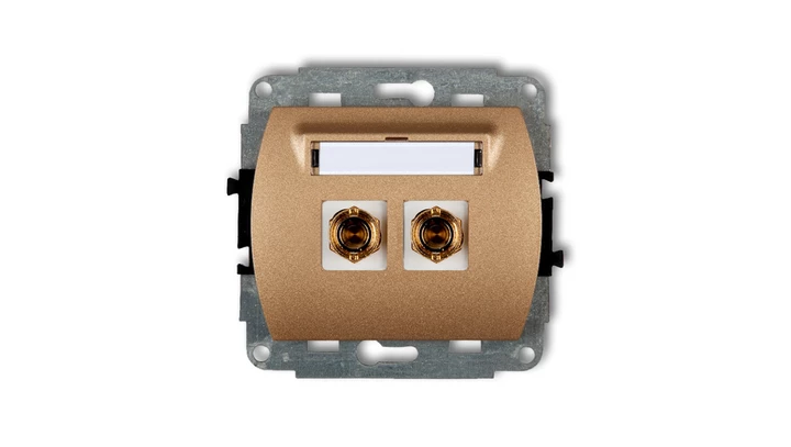 TREND Gniazdo głośnikowe pojedyncze (typu banan - czerwony i czarny, pozłacany, 4 mm2, skr©cany) złoty metalik 8GG-4