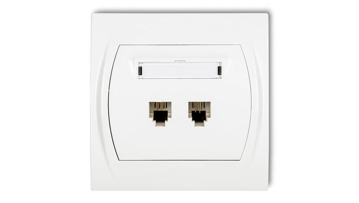 LOGO Gniazdo telefoniczne podwójne 2xRJ11, 4-stykowy biały LGT-2