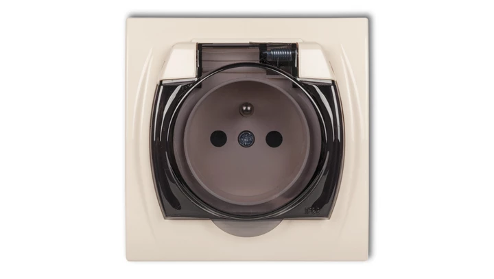 LOGO Gniazdo bryzgoszczelne z/u (klapka dymna) beżowy 1LGPB-1zdp