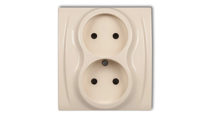 LOGO Gniazdo podwójne b/u beżowy 1LGP-2p
