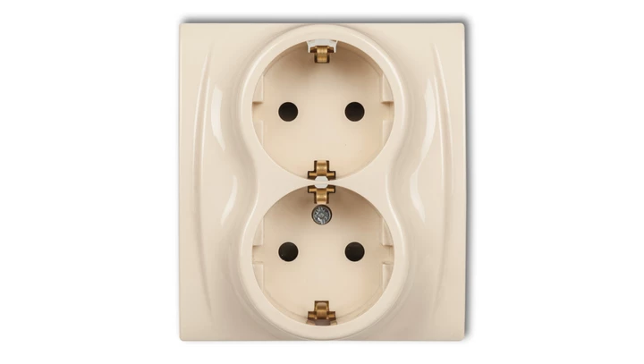 LOGO Gniazdo podwójne z/u SCHUKO beżowy 1LGP-2sp