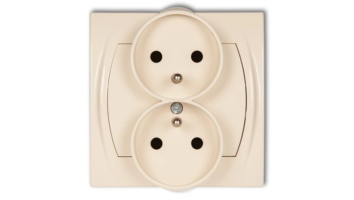 LOGO Gniazdo podwójne z/u z przesłonami beżowy 1LGPR-2zp