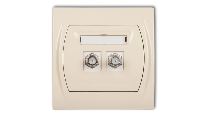 LOGO Gniazdo antenowe podwójne typu F (SAT) beżowy 1LGF-2