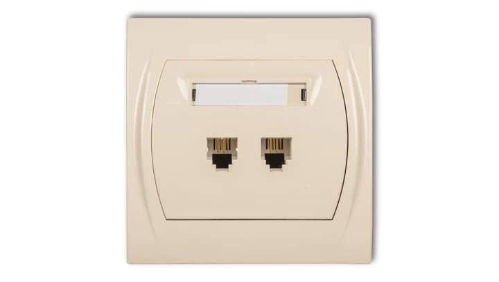 LOGO Gniazdo telefoniczne podwójne 2xRJ11, 4-stykowy beżowy 1LGT-2