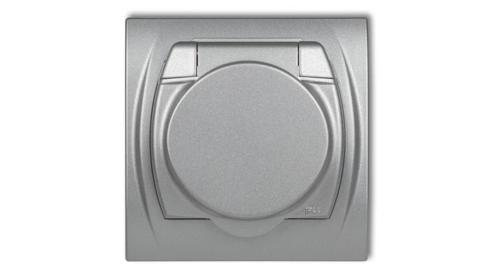 LOGO Gniazdo bryzgoszczelne z/u SCHUKO (klapka srebrny metalik) srebrny metalik 7LGPB-1sp