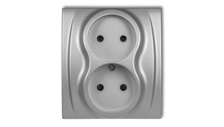LOGO Gniazdo podwójne b/u srebrny metalik 7LGP-2