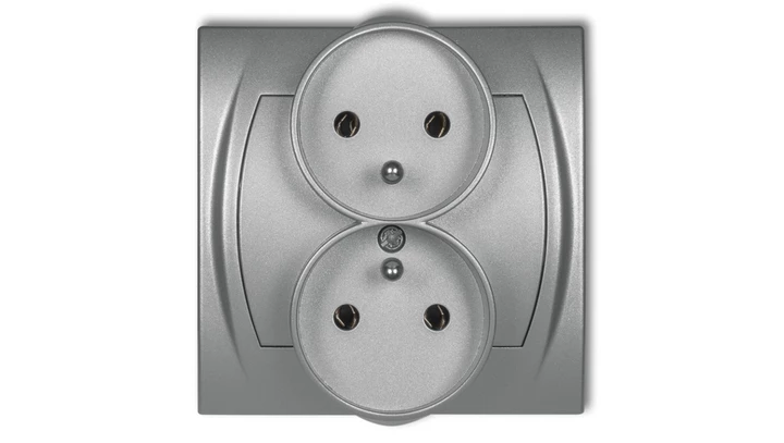 LOGO Gniazdo podwójne z/u srebrny metalik 7LGPR-2z