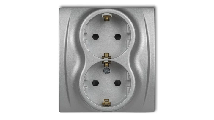 LOGO Gniazdo podwójne z/u SCHUKO srebrny metalik 7LGP-2sp