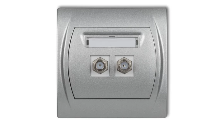 LOGO Gniazdo antenowe podwójne typu F (SAT) srebrny metalik 7LGF-2