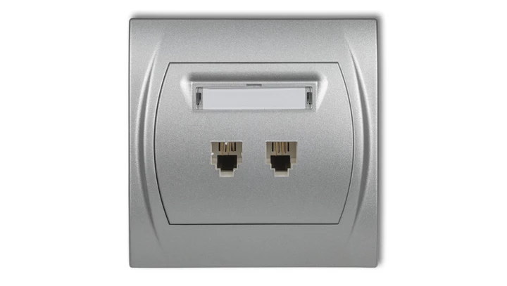 LOGO Gniazdo telefoniczne podwójne 2xRJ11, 4-stykowy srebrny metalik 7LGT-2