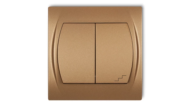 LOGO Łącznik jednobiegunowy ze schodowym podświetlany złoty metalik 8LWP-10L