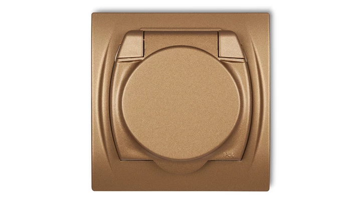 LOGO Gniazdo bryzgoszczelne z/u (klapka złoty metalik) złoty metalik 8LGPB-1zp