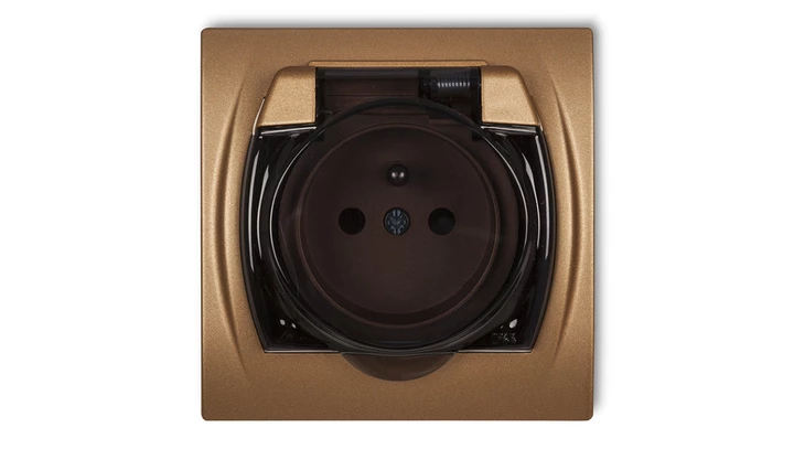 LOGO Gniazdo bryzgoszczelne z/u (klapka dymna) złoty metalik 8LGPB-1zdp