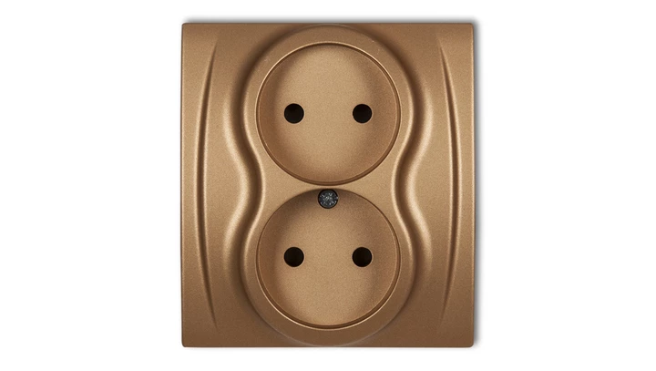 LOGO Gniazdo podwójne b/u złoty metalik 8LGP-2p