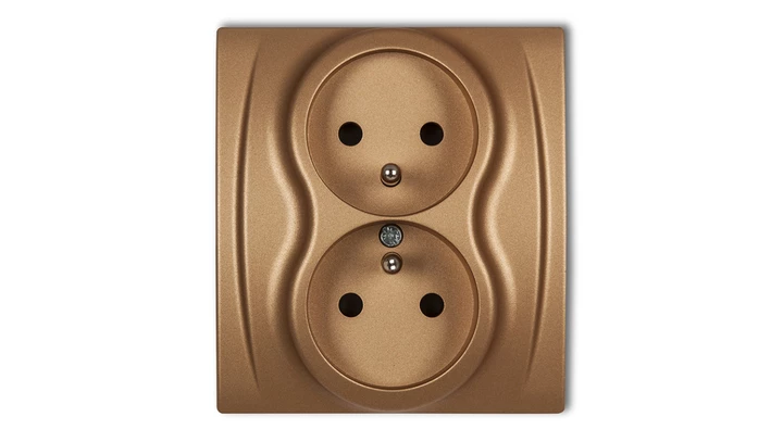 LOGO Gniazdo podwójne z/u złoty metalik 8LGP-2zp