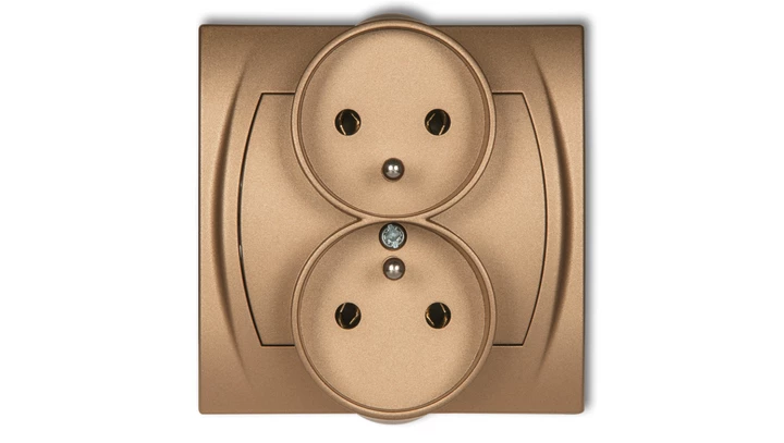 LOGO Gniazdo podwójne z/u złoty metalik 8LGPR-2z