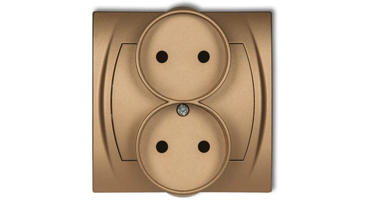 LOGO Gniazdo podwójne 2x(2P) z przesłonami złoty metalik 8LGPR-2p