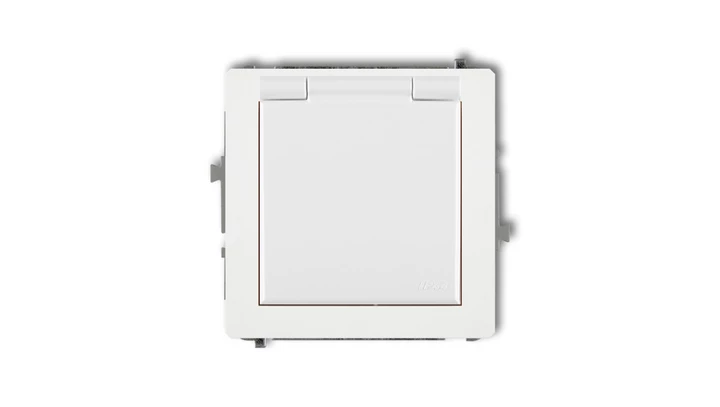 DECO Gniazdo bryzgoszczelne z/u SCHUKO (klapka biała) biały DGPB-1sp