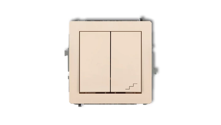 DECO Łącznik jednobiegunowy ze schodowym (wspólne zasilanie) beżowy 1DWP-10.1