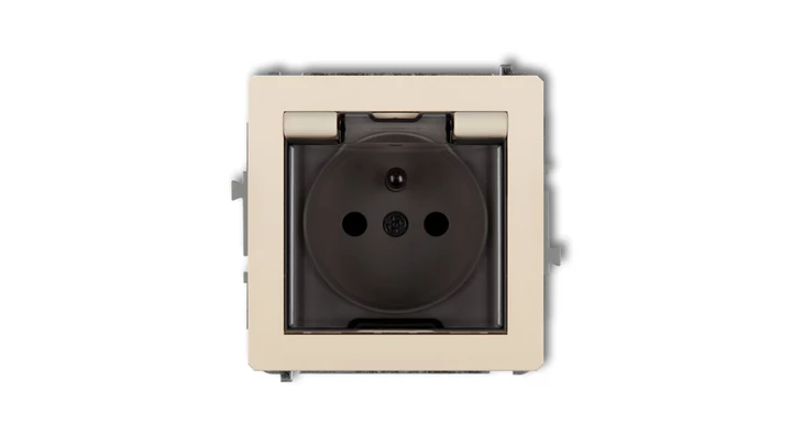 DECO Gniazdo bryzgoszczelne z/u (klapka dymna) beżowy 1DGPB-1zdp