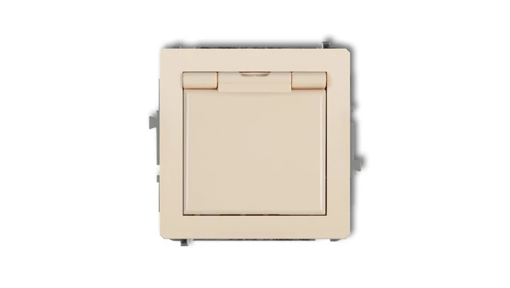 DECO Gniazdo bryzgoszczelne z/u SCHUKO (klapka beżowa) beżowy 1DGPB-1sp