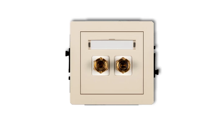 DECO Gniazdo głośnikowe pojedyncze (typu banan - czerwony i czarny, pozłacany, 4 mm2, skręcany) beżowy 1DGG-4