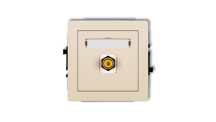 DECO Gniazdo pojedyncze RCA (typu cinch - żółty, pozłacany) beżowy 1DGRCA-1