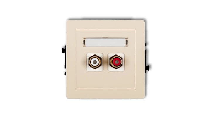 DECO Gniazdo podwójne RCA (typu cinch - biały i czerwony, pozłacany) beżowy 1DGRCA-2