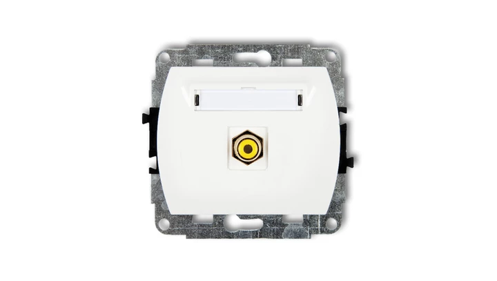 TREND Gniazdo pojedyncze RCA (typu cinch - żółty, pozłacany) biały GRCA-1