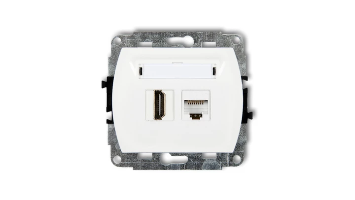 TREND Gniazdo pojedyncze HDMI + Gniazdo komputerowe pojedyncze 1xRJ45, kat. 5e, 8-stykowy biały GHK