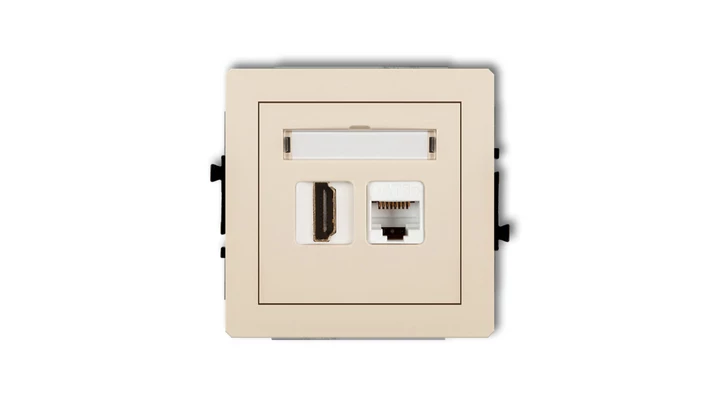 DECO Gniazdo pojedyncze HDMI + Gniazdo komputerowe pojedyncze 1xRJ45, kat. 5e, 8-stykowy beżowy 1DGHK