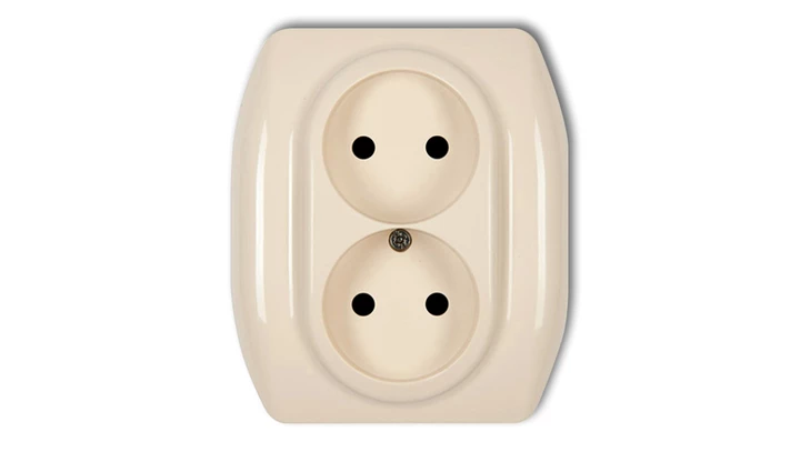 TREND Gniazdo podwójne b/u beżowy 1GP-2p