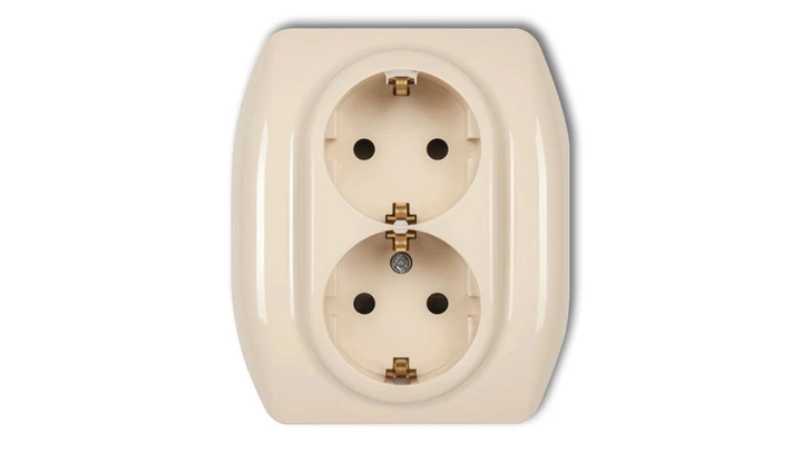 TREND Gniazdo podwójne z/u SCHUKO beżowy 1GP-2sp