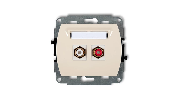TREND Gniazdo podwójne RCA (typu cinch - biały i czerwony, pozłacany) beżowy 1GRCA-2