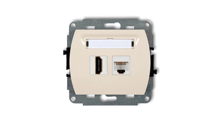TREND Gniazdo pojedyncze HDMI + Gniazdo komputerowe pojedyncze 1xRJ45, kat. 5e, 8-stykowy beżowy 1GHK