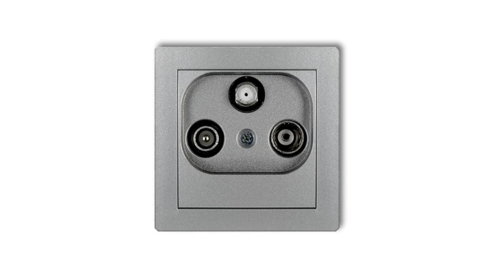 DECO Gniazdo antenowe RTV-SAT przelotowe 10dB srebrny metalik 7DGSP