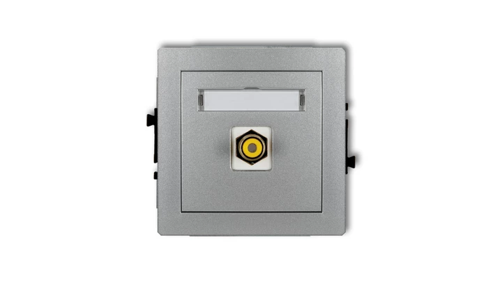 DECO Gniazdo pojedyncze RCA (typu cinch - żółty, pozłacany) srebrny metalik 7DGRCA-1