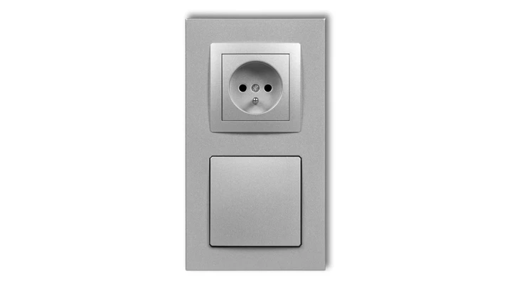 DECO Gniazdo ssące odkurzacza centralnego z gniazdem pojedynczym z uziemieniem DECOvac srebrny metalik 7DGV-2