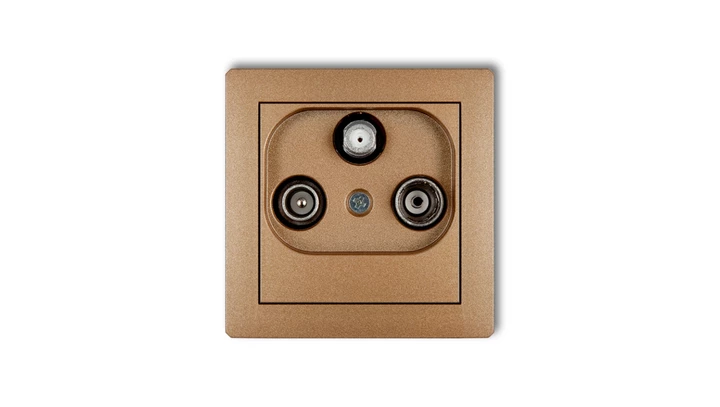 DECO Gniazdo antenowe RTV-SAT przelotowe 10dB złoty metalik 8DGSP